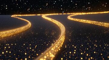 Golden pathways on a dark textured surface photo