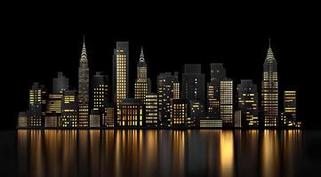 Illuminated city skyline at night photo