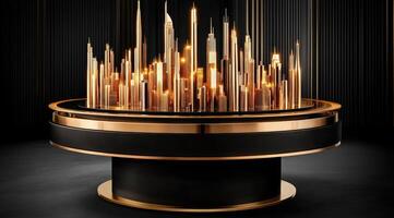 A circular, opulent centerpiece photo