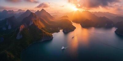 Sunrise over Majestic Mountains and Islands photo