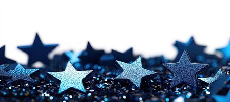 Sparkling Blue Stars on Dark Background photo