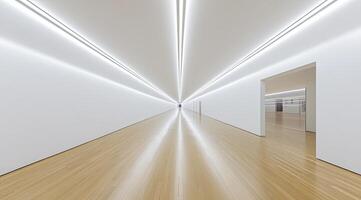 Modern, minimalist gallery hallway photo