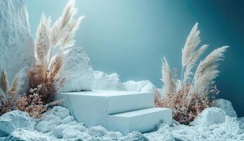 Elevated display with natural elements photo
