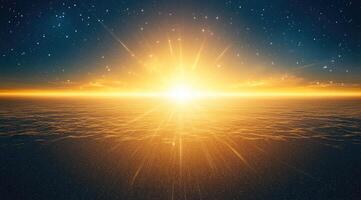 Celestial Sunrise over a Vast Plain photo