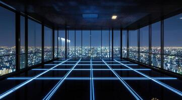 Modern city view at night photo