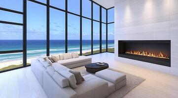 Coastal living room with panoramic ocean views photo