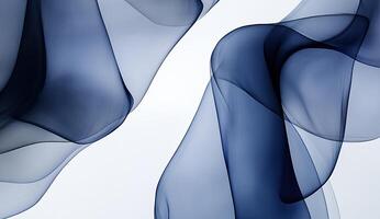 Abstract flowing shapes in deep blue tones against a light background photo