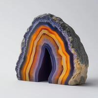 A captivating agate, layered in vibrant colors photo
