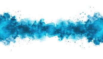Abstract teal watercolor splashes on white photo