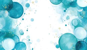 Teal circles and golden splatters on a white background photo