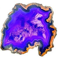Vibrant purple agate slice. Intricate layers of purple, orange, and black photo