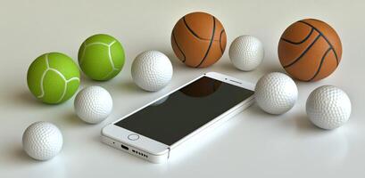 Sport Balls and a Mobile Phone photo
