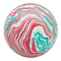 Marbled sphere. A vibrant, round, colorful sphere with swirling patterns of red, teal, and white photo