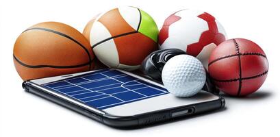 Diverse Sports Balls on a Mobile Device photo