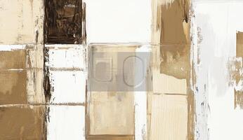 Abstract beige and white canvas with rectangular shapes photo