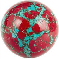 Red and turquoise patterned sphere photo