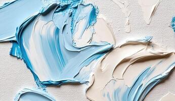 Abstract Blue and Cream Palette Knife Strokes photo