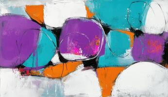 Abstract painting with vibrant colors and organic shapes photo