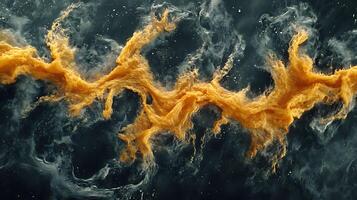 Dynamic Abstract of Yellow and Black Flowing Liquid Pattern photo