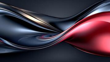 Abstract Flowing Red and Silver Metallic Curves with Fluid Dynamic Design photo