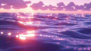 Tranquil Ocean Waves Reflecting the Warm Glow of a Twilight Sky photo
