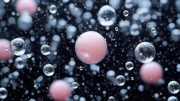 Abstract View of Floating Bubbles with a Dark Background photo