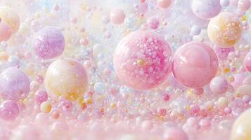 Abstract Composition of Pastel Bubbles in a Surreal Dreamlike Setting photo