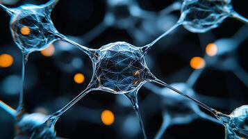 Abstract Neural Network Visualization with Blue and Orange Connections photo