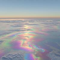 Beautiful Aerial View of Iridescent Colors and Cloudscape at Sunset photo