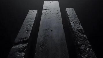 Towering Monolithic Structures in Dramatic Low Light Setting photo