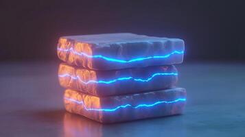 Luminous Stacked Blocks with a Futuristic Glow and Creative Ambiance photo