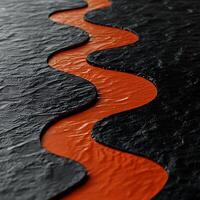 Abstract Textured Black and Orange Curved Pattern With Shiny Surface photo