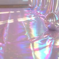 Iridescent Surface With Translucent Ball and Play of Light photo