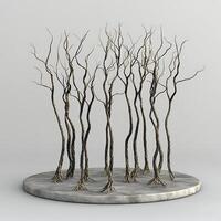 Abstract Tangle of Golden Twisted Branches on Circular Base photo
