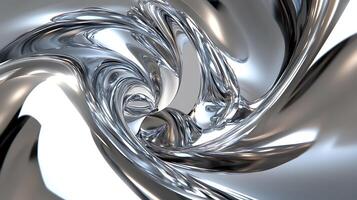 Abstract Swirling Silver Metallic Texture with Smooth Flow Design photo