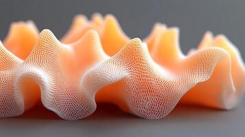 Abstract 3D Mesh Fabric Texture in Soft Orange Tones photo