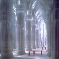 Stunning Ethereal Cathedral with Tall Columns and Mystical Atmosphere photo