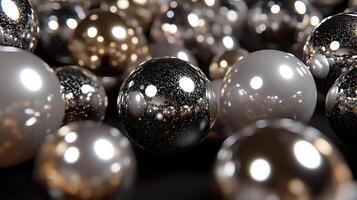 Glittering Metallic and Glossy Spheres in a Luxurious Abstract Arrangement photo