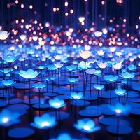 Beautiful Glowing Artificial Flowers in a Colorful Artistic Display photo