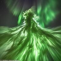 Mesmerizing Green Aurora Display Against a Starry Night Sky in Ethereal Forms photo