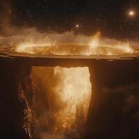 Luminous Infernal Abyss With Volcanic Heat And Cosmic Atmosphere photo