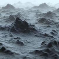Abstract View of Misty Peaks Resembling Ocean Waves in a Moody Atmosphere photo