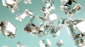 Geometric Floating Crystal Shapes on Gradient Background in Abstract Artwork photo