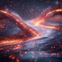 Glowing Abstract Swirl Pattern With Fiery Streaks and Particles photo
