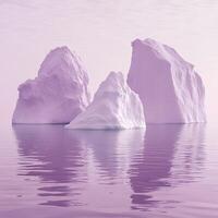 Serene Pink Icebergs Reflecting on Calming Arctic Waters photo