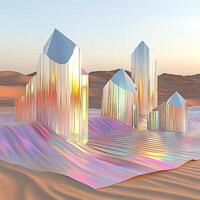 Abstract Reflection of Iridescent Structures in a Desert Landscape photo