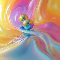 Vibrant Abstract Composition Featuring Colorful Spheres in a Fluid Gradient Environment photo