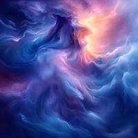 Dynamic Abstract Swirl of Vibrant Colors in a Dreamlike Setting photo