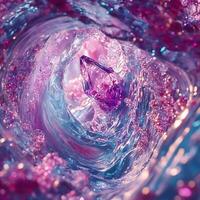 Radiant Pink Diamond in Ethereal Sparkling Abstract Environment photo