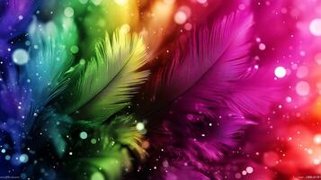 Vibrant Multicolored Feathers With Soft Light and Particle Effect photo
